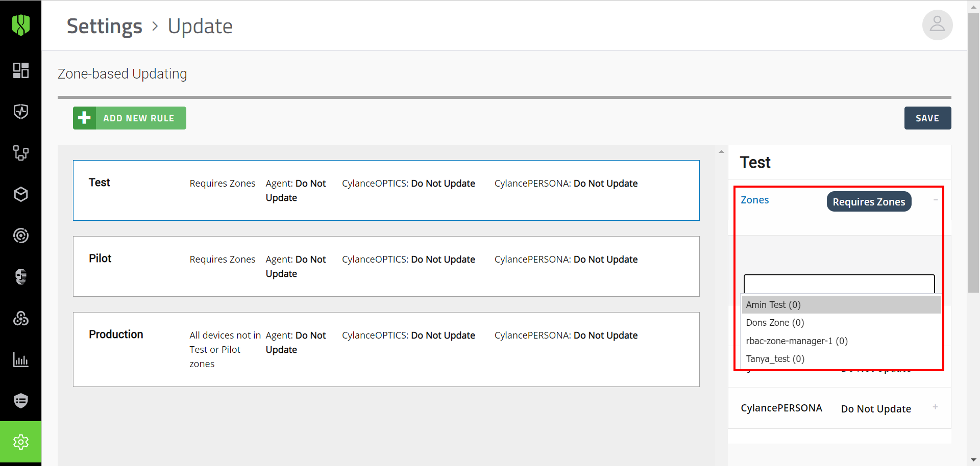 Manage updates for the Protect Desktop, Optics, and Persona Desktop agents